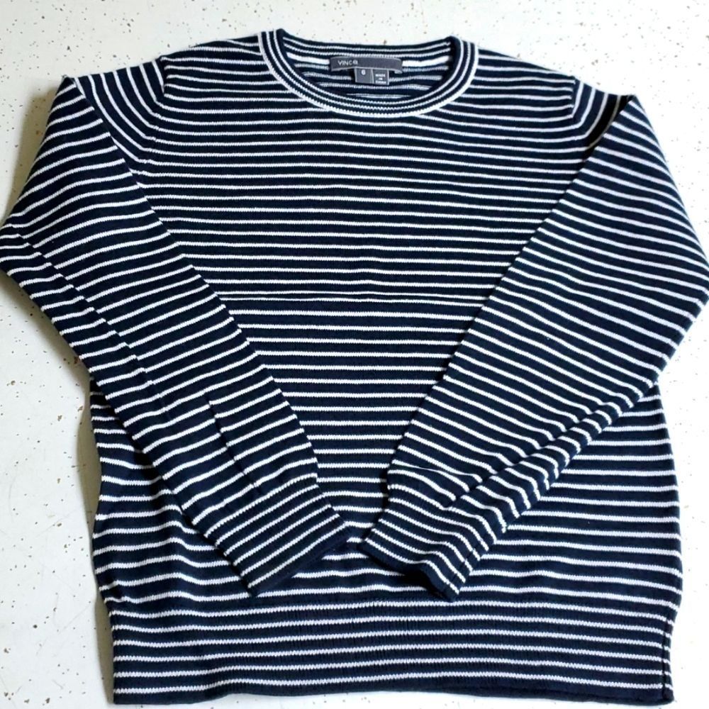 Vince kids cotton sweater nautical navy white stripes 6 EXCELLENT CONDIT…